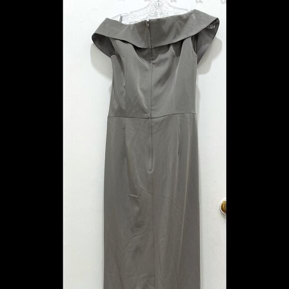 LA FEMME Surplice Off Shoulder Column Gown - Picture 8 of 15
